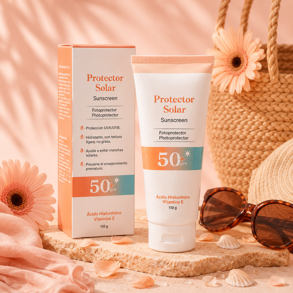 Protector Solar SPF 50 facial y Corporal con Vitamina E | Pack x2