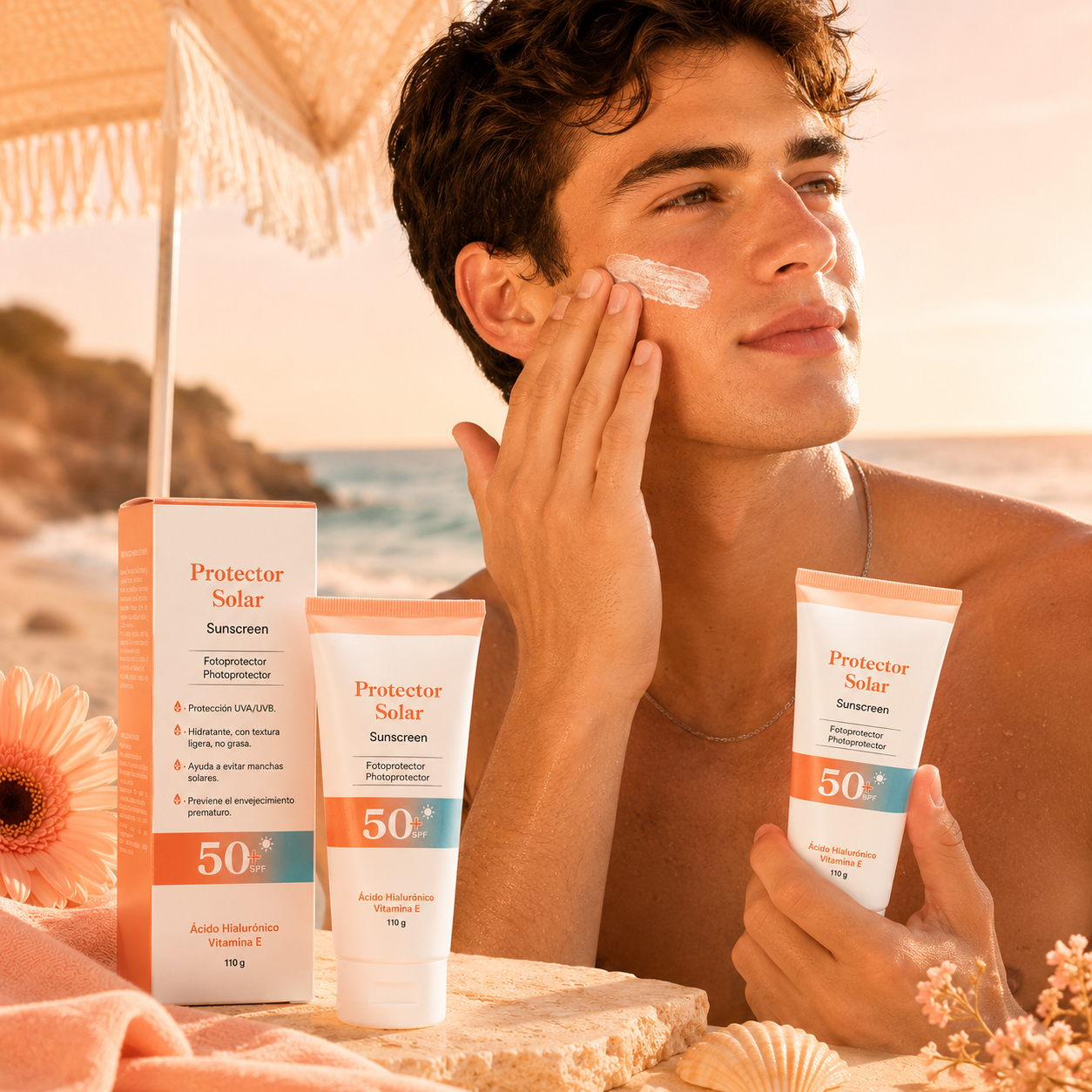 Protector Solar SPF 50 facial y Corporal con Vitamina E | Pack x2